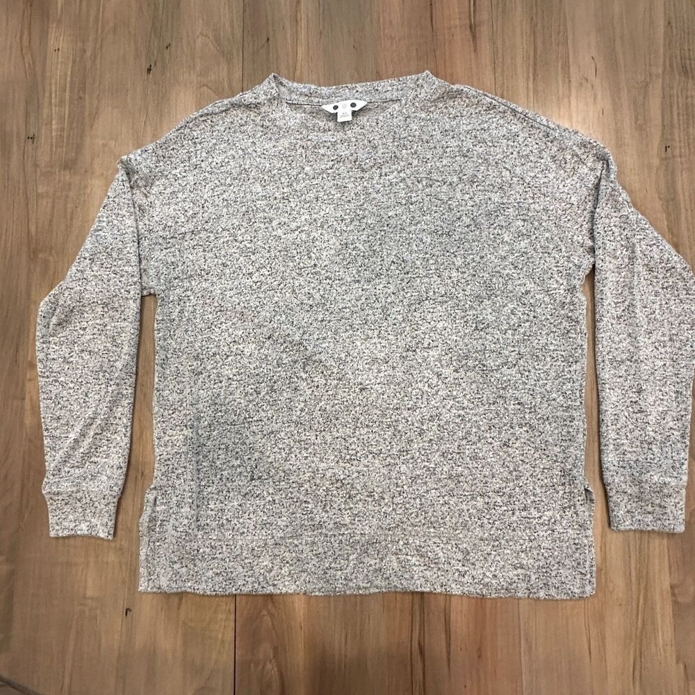 Three Dots Heather Gray Marled Knit Crewneck Sweater Long Sleeve Size XS